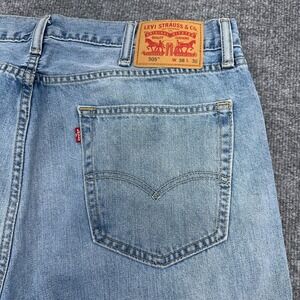 Levis 505 Jeans Mens 38x30 Regular Straight Light Wash Denim